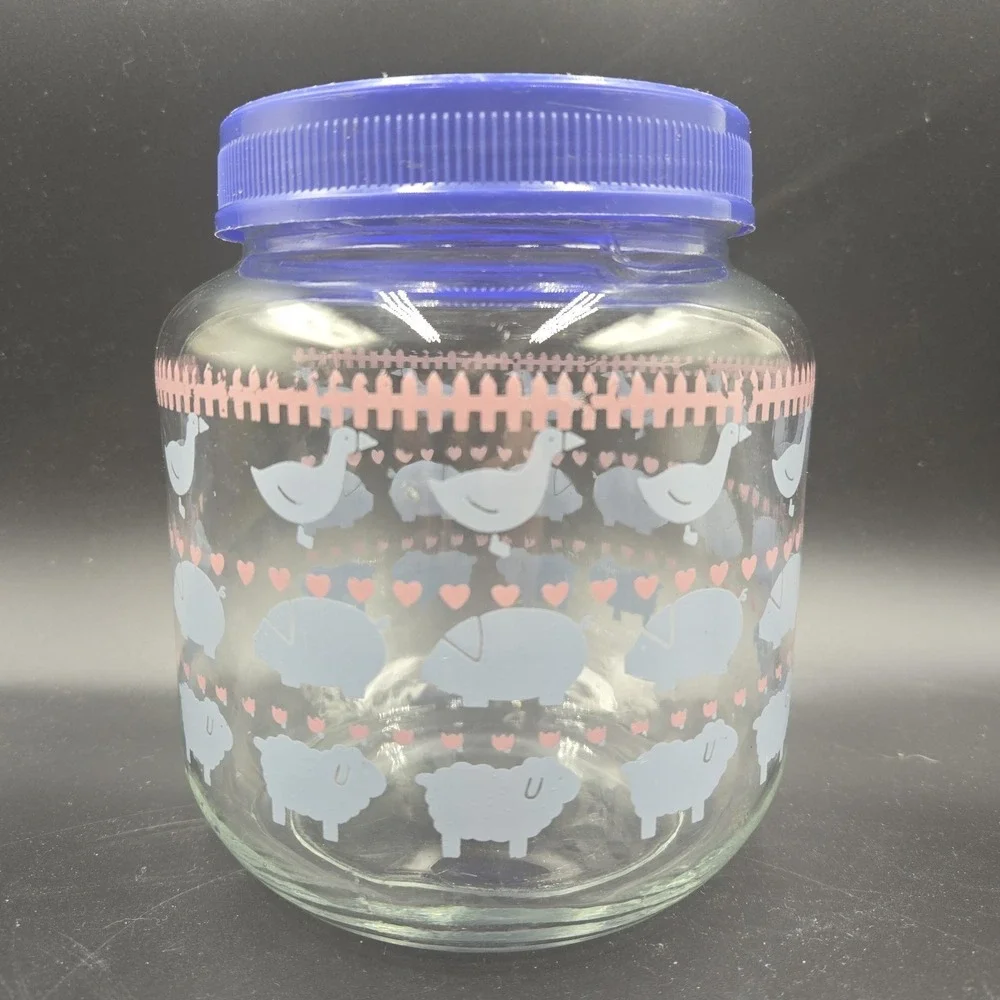VTG‎ 1980s Goose Pig Sheep Glass Jar Canister 6.5